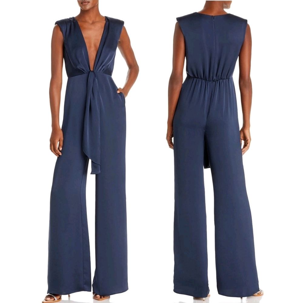 Ramy BrookHeather Satin Plunging V-Neck Jumpsuit Sz 0